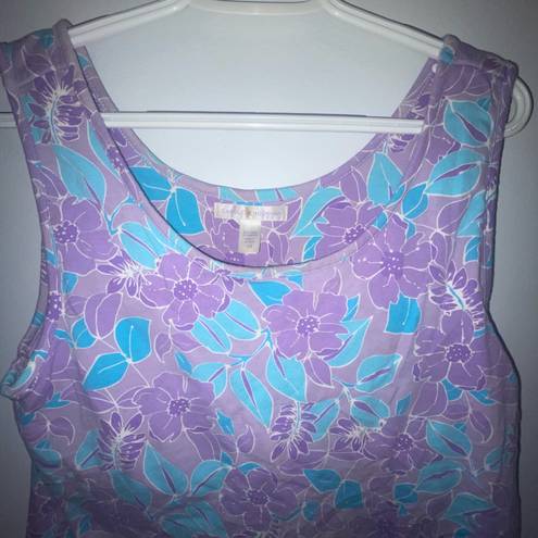 Carole Hochman Purple and Blue Floral Top with Built in Bra