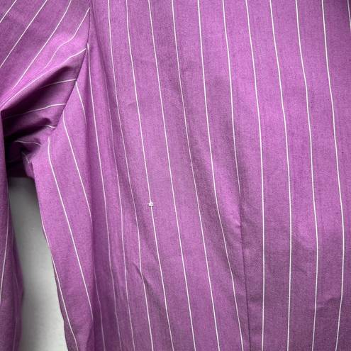 Krass&co NY &  3/4 Sleeves Button Front Striped Purple Shirt Women's Size Large Office