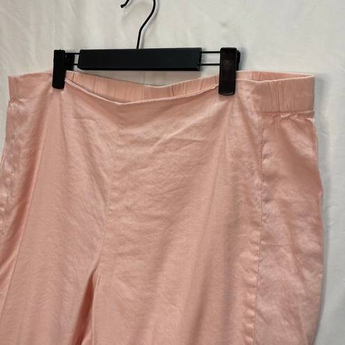 J.Jill  Pants Women's XL Linen Pull-On Pink Wide Leg Cropped Flat Front Elastic