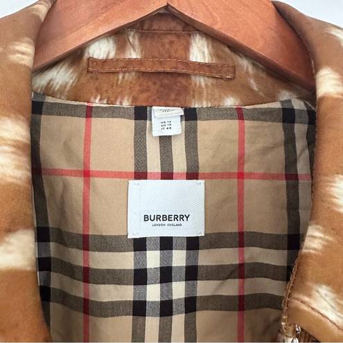 Burberry  Exaggerated Cuff Deer Print Nylon Trench Coat Size US 10