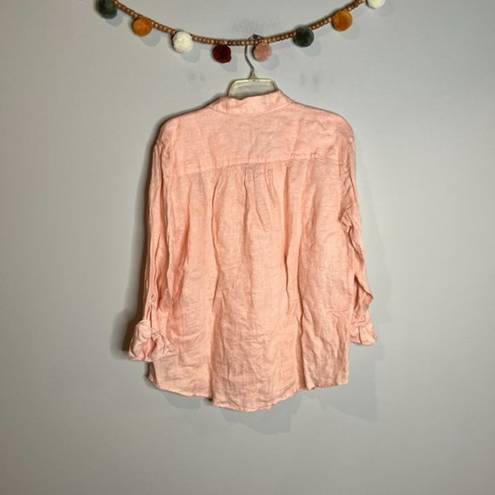 Joie  peach linen button down top