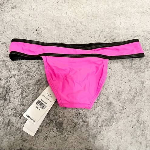 PilyQ  NEO BLOCK PIPED BANDED TEENY Bikini Bottom Pink Black Small S NWT