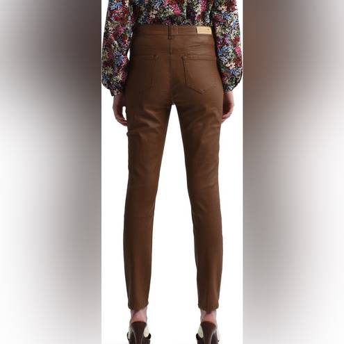 Molly Bracken Cognac Faux Leather Skinny Pants