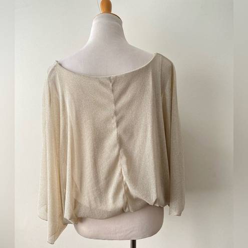 Arden B  Sparkly Blouse Slouchy Top batwing Gold Metallic Nude size S