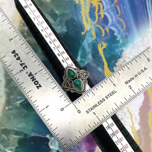 Sterling Silver Vintage Style Genuine Malachite Ring - Sz 6