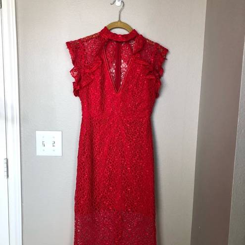 Alexis  NWT Red Lace V Neck Halley Dress XS