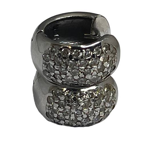 Gold Hinge Pavé .8 CT Diamond Hinge Huggies Earrings 𖦹 14K White Gold 𖦹 Post Back Pierced