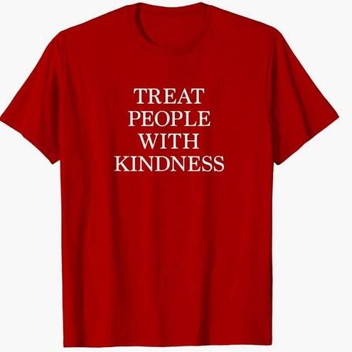 Studio Y Treat People With Kindness T-Shirt in Cranberry Red, Size Small, EUC