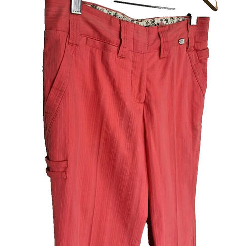 Ted Baker  Coral Pink Wide Leg Straight Pants Womens Size 1 Cotton Striped