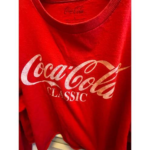 Coca-Cola Vintage‎  Classic Red & White 100% Cotton Cropped Long Sleeve T-Shirt