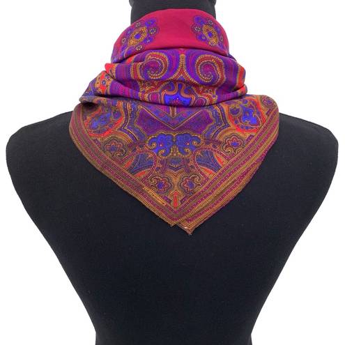 Liz Claiborne VTG  Paisley Square Neck Scarf Purple