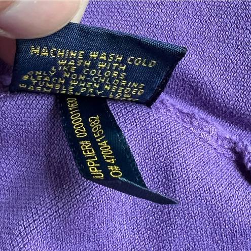 Polo  Bear Embroidered Bear Purple Casual Button Top Size Medium