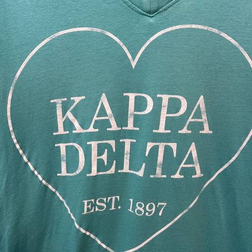 Kappa Delta Sorority V-Neck Graphic Cotton T-Shirt Teal Women’s Small Unique