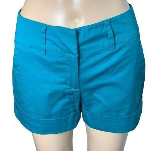 New York & Co. 7th Avenue Womens Dress Shorts Cuffed Stretch Teal Blue Size 0