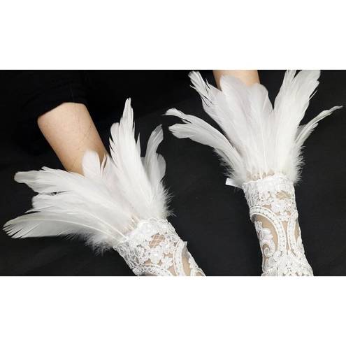 NEW Lace Feather Gloves Witch Angel Costume Accessories Swan