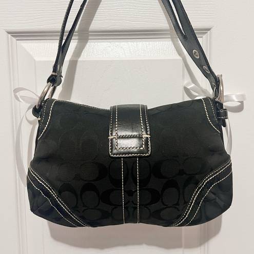Coach 🎀 Vintage  Signature soho satchel shoulder bag in black canvas