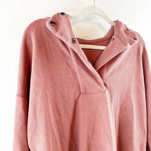 Vuori  Bayview Thermal Waffle Hoodie Pullover Sweatshirt Rosewood Pink XS