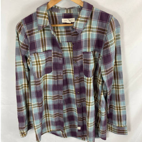 Treasure & Bond  Blue Purple Button Down Flannel Shirt Size small