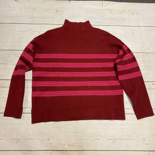 Tahari NEW  Maroon Mock Neck Stripe Sweater Size XLarge