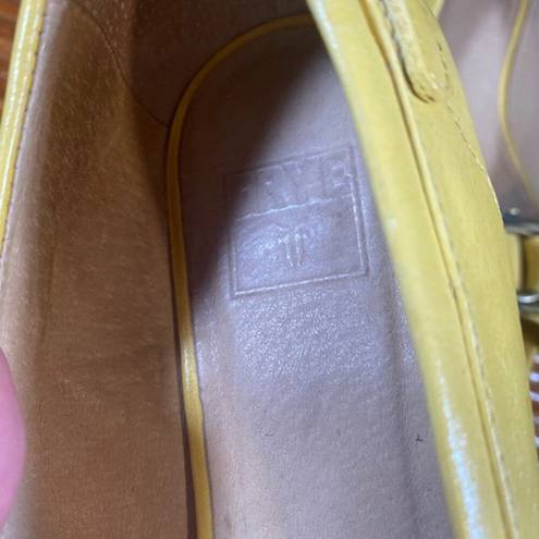 Frye  Yellow Leather Buckle Detail Peep Toe Wedges Women SZ 6