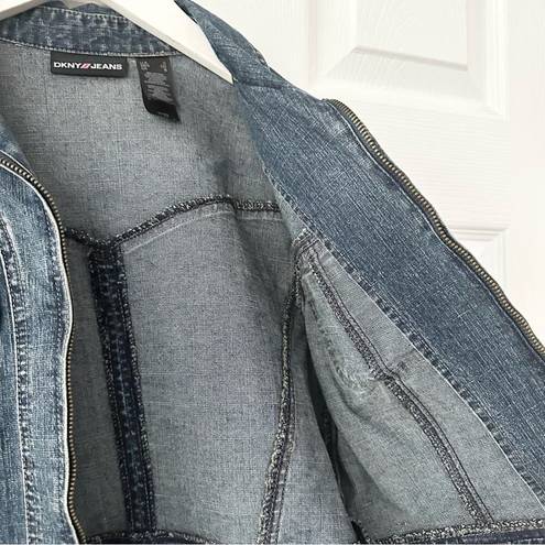 DKNY  Jeans Vintage Y2K Full Zip Utility Pocket Style Peplum Denim Jacket Small