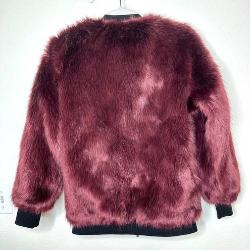 n:philanthropy PHILANTHROPY NWOT Burgundy Anouk Faux Fur Bomber Double Zip Jacket Coat XS