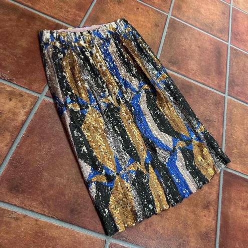 Anthropologie The Odells Multicolored Sequined Elastic Pencil Skirt Womens