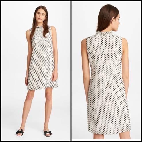 Karl Lagerfeld  Lace-Yoke Jacquard Black and White Shift Dress