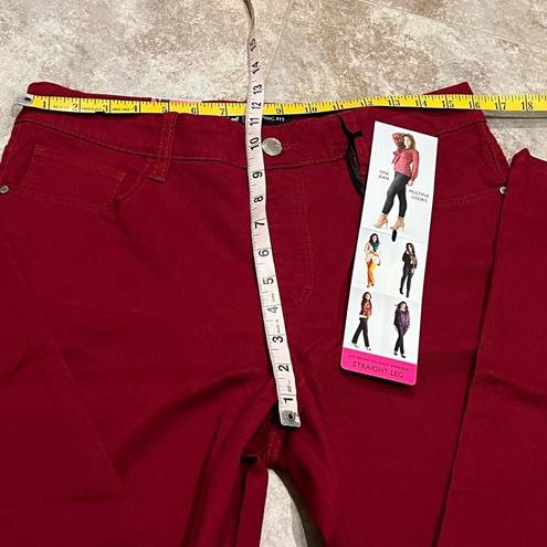 Lee NWT  Secretly Shapes Straight Leg Embellished Jeans Rouge Red 12 Petite