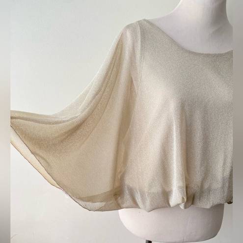 Arden B  Sparkly Blouse Slouchy Top batwing Gold Metallic Nude size S