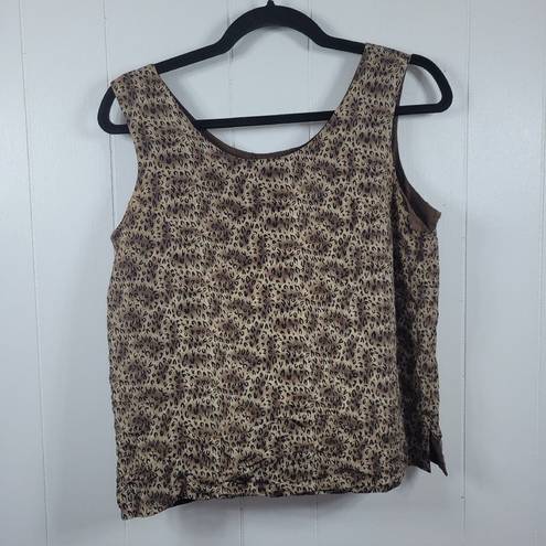 Allison Taylor  Womens Size S Vintage 100% Silk Reversible Tank Top Brown Leopard