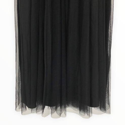 Oleg Cassini OC by  Black Tulle Beaded Trim Cami Strap Midi Dress size 8 NWT