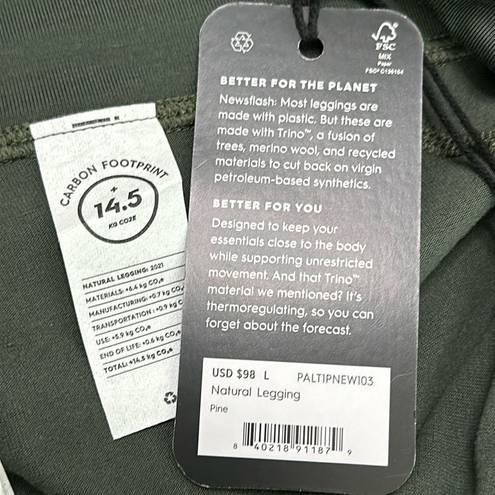 Allbirds  Natural Leggings Pine Green Mid Rise  Compressive Size Large