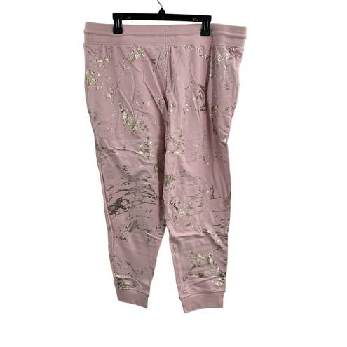 Skinny Girl  Jeans Brand Pink Sweat Pants Gold Metallic XL New