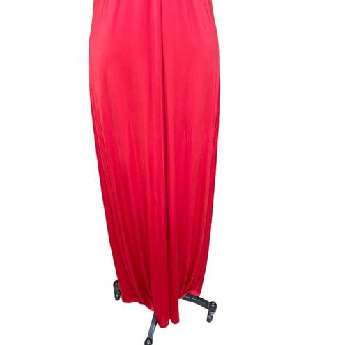 Jay Godfrey  Halter Neck Jersey Red Maxi Dress Gown Size 6