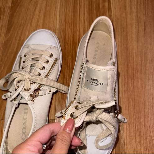 Coach  double zip cream empire sneakers size 6