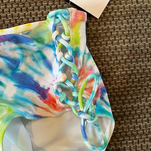 California Waves Juniors M Tie Dye Bikini Bottoms Lace Up High Waist Macys