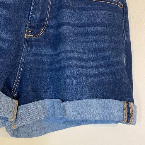 No Bo  High Rise Dark Wash Rolled Hem Stretch Denim Jean Shorts Size 7