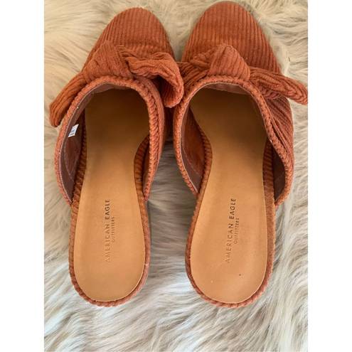 American Eagle Outfitters Womens Shoes Clogs Heels Size 8 Corduroy Bows Brown