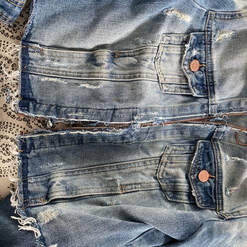 Boom Boom Jeans Cropped Distressed Jean Jacket