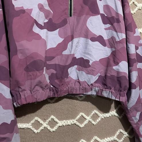 Forever 21 Purple Camo Crop Athletic Half Zip Pullover Jacket