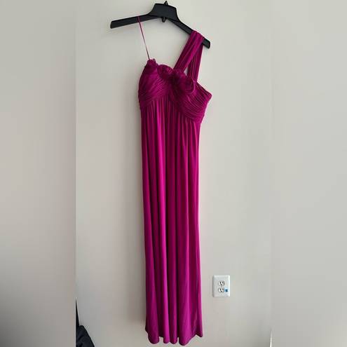 Oleg Cassini Fuchsia Floor-length Gown, Prom Dress, Wedding Guest Dress, Floral