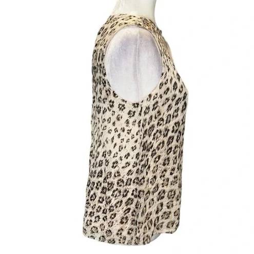 Joie  Corie Leopard Print Sleeveless Silk Tank Blouse Size Medium