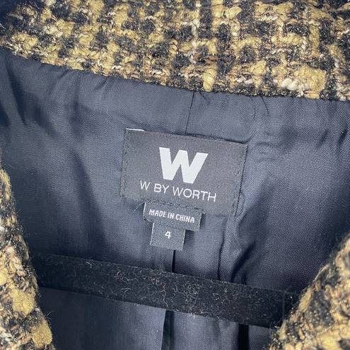 W By Worth  Women's Sz 4 Gold Black Crop Tweed Collared Long Sleeve *READ