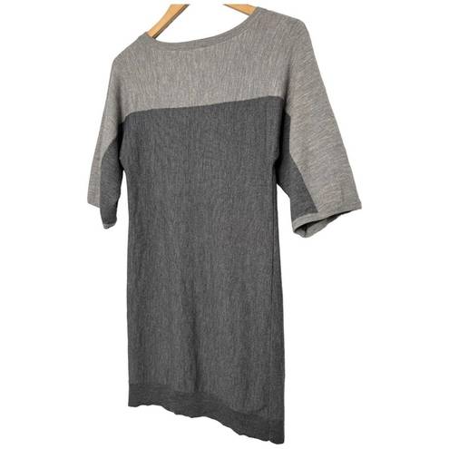 Talbots  Merino Wool Sweater Womens Color Block Sweater Dress Gray Petite S