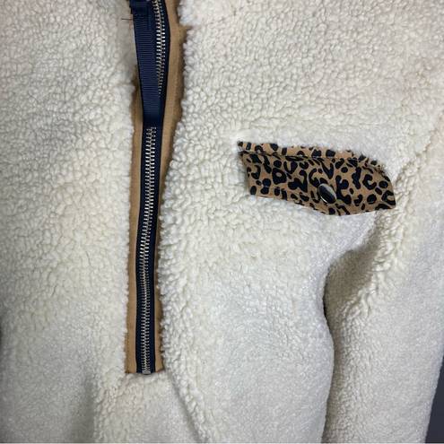 Pistola  Zoey pullover XS women's sherpa fleece cream combo thick animal print