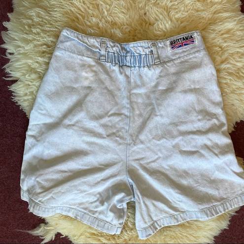 Brittania Vintage Super light wash ultra high rise paper bag waist denim shorts 