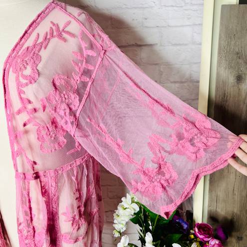 LC Lauren Conrad Lauren Conrad Pink Lace Kimono