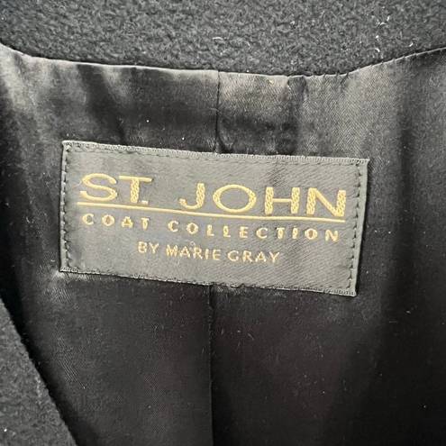 St. John  The Coat Collection Black Wool Swing Coat L Missing Button