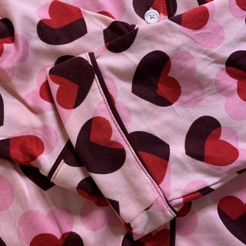 Kate Spade  Pink Heart Long Sleeved Pajamas Set Size XL